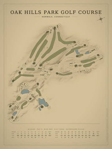 Oak Hills Park Golf Course Map poster