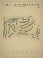 Oak Hollow Golf Course map poster, Vintage style, 12×16 / 18×24