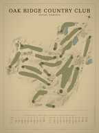 Oak Ridge Country Club course map poster, Vintage style, 12×16 / 18×24