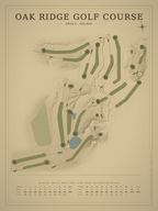 Oak Ridge Golf Course map poster, Vintage style, 12×16 / 18×24
