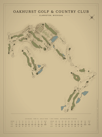 Oakhurst Golf & Country Club Course Map poster