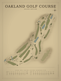 Oakland Golf Course map poster, Vintage style, 12×16 / 18×24