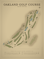 Oakland Golf Course map poster, Vintage style, 12×16 / 18×24