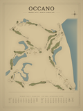 Occano course map poster, Vintage style, 12×16 / 18×24