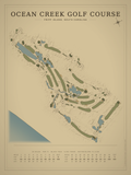 Ocean Creek Golf Course map poster, Vintage style, 12×16 / 18×24