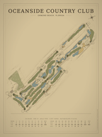 Oceanside Country Club course map poster, Vintage style, 12×16 / 18×24