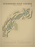 Oceanside Golf Course map poster, Vintage style, 12×16 / 18×24
