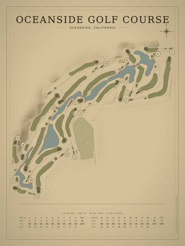 Oceanside Golf Course Map poster
