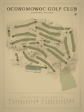 Oconomowoc Golf Club course map poster, Vintage style, 12×16 / 18×24