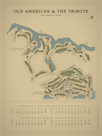 Old American & The Tribute course map poster, Vintage style, 12×16 / 18×24