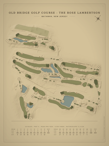 Old Bridge Golf Course - The Rose Lambertson Course Map poster