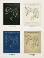 Old Chatham Golf Club course map poster in four styles: Architectural, Classic, Blueprint and Vintage