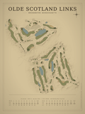 Olde Scotland Links course map poster, Vintage style, 12×16 / 18×24