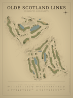 Olde Scotland Links course map poster, Vintage style, 12×16 / 18×24