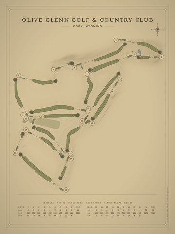 Olive Glenn Golf & Country Club Course Map poster