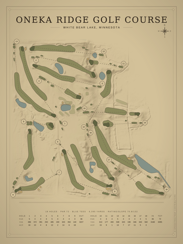 Oneka Ridge Golf Course Map poster