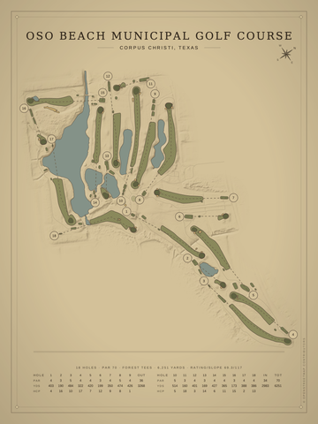 Oso Beach Municipal Golf Course Map poster
