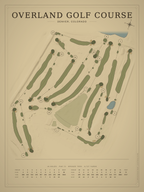 Overland Golf Course map poster, Vintage style, 12×16 / 18×24
