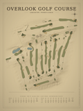 Overlook Golf Course map poster, Vintage style, 12×16 / 18×24