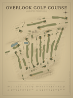 Overlook Golf Course map poster, Vintage style, 12×16 / 18×24
