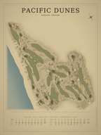 Pacific Dunes course map poster, Vintage style, 12×16 / 18×24
