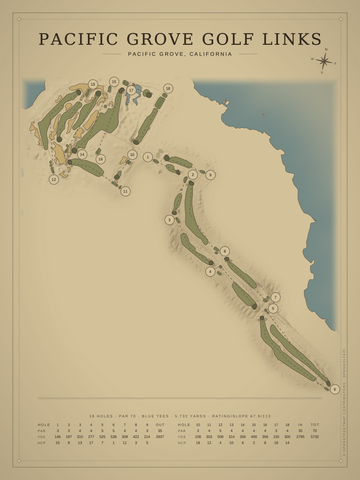 Pacific Grove Golf Links Course Map poster