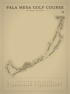 Pala Mesa Golf Course map poster, Vintage style, 12×16 / 18×24