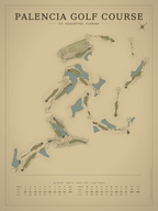 Palencia Golf Course map poster, Vintage style, 12×16 / 18×24