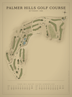 Palmer Hills Golf Course map poster, Vintage style, 12×16 / 18×24