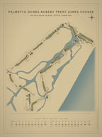 Palmetto Dunes Robert Trent Jones Course map poster, Vintage style, 12×16 / 18×24