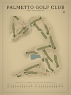Palmetto Golf Club course map poster, Vintage style, 12×16 / 18×24