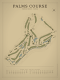 Palms Course map poster, Vintage style, 12×16 / 18×24