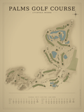 Palms Golf Course map poster, Vintage style, 12×16 / 18×24