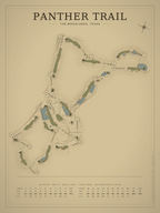 Panther Trail course map poster, Vintage style, 12×16 / 18×24