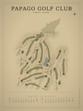 Papago Golf Club course map poster, Vintage style, 12×16 / 18×24