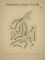 Papago Golf Club course map poster, Vintage style, 12×16 / 18×24