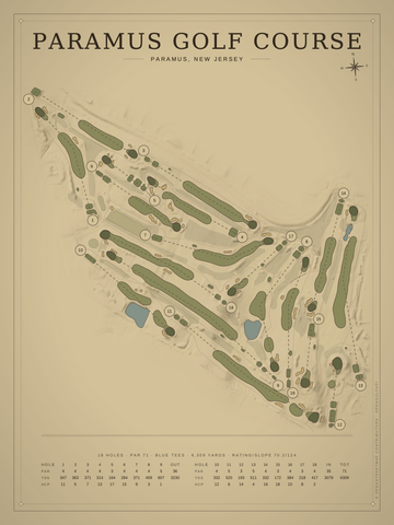 Paramus Golf Course Map poster