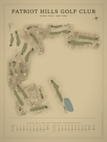 Patriot Hills Golf Club course map poster, Vintage style, 12×16 / 18×24