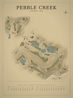 Pebble Creek course map poster, Vintage style, 12×16 / 18×24