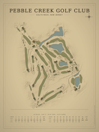 Pebble Creek Golf Club course map poster, Vintage style, 12×16 / 18×24