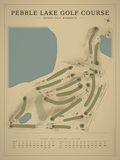 Pebble Lake Golf Course map poster, Vintage style, 12×16 / 18×24