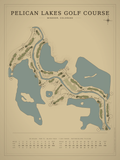 Pelican Lakes Golf Course map poster, Vintage style, 12×16 / 18×24