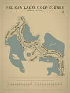 Pelican Lakes Golf Course map poster, Vintage style, 12×16 / 18×24