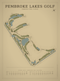 Pembroke Lakes Golf course map poster, Vintage style, 12×16 / 18×24