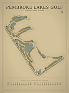 Pembroke Lakes Golf course map poster, Vintage style, 12×16 / 18×24