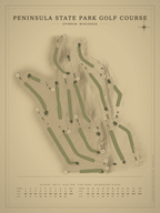 Peninsula State Park Golf Course map poster, Vintage style, 12×16 / 18×24