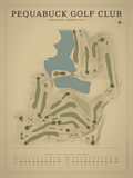 Pequabuck Golf Club course map poster, Vintage style, 12×16 / 18×24