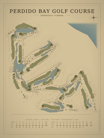 Perdido Bay Golf Course Map poster