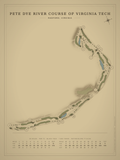 Pete Dye River Course of Virginia Tech course map poster, Vintage style, 12×16 / 18×24