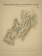Philadelphia Country Club course map poster, Vintage style, 12×16 / 18×24